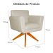Poltrona Decorativa Isabela em Tressê Pés Madeira Giratório Suede Bege - DS Estofados
