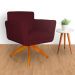 Poltrona Decorativa Isabela em Tressê Pés Madeira Giratório Suede Bordô - DS Estofados