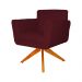 Poltrona Decorativa Isabela em Tressê Pés Madeira Giratório Suede Bordô - DS Estofados