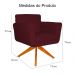 Poltrona Decorativa Isabela em Tressê Pés Madeira Giratório Suede Bordô - DS Estofados