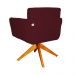 Poltrona Decorativa Isabela em Tressê Pés Madeira Giratório Suede Bordô - DS Estofados