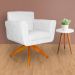 Poltrona Decorativa Isabela em Tressê Pés Madeira Giratório Suede Branco - DS Estofados