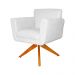 Poltrona Decorativa Isabela em Tressê Pés Madeira Giratório Suede Branco - DS Estofados