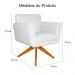 Poltrona Decorativa Isabela em Tressê Pés Madeira Giratório Suede Branco - DS Estofados