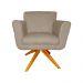 Poltrona Decorativa Isabela em Tressê Pés Madeira Giratório Suede Capuccino - DS Estofados