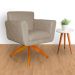 Poltrona Decorativa Isabela em Tressê Pés Madeira Giratório Suede Capuccino - DS Estofados