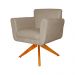 Poltrona Decorativa Isabela em Tressê Pés Madeira Giratório Suede Capuccino - DS Estofados