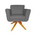 Poltrona Decorativa Isabela em Tressê Pés Madeira Giratório Suede Cinza - DS Estofados