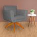Poltrona Decorativa Isabela em Tressê Pés Madeira Giratório Suede Cinza - DS Estofados