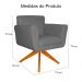 Poltrona Decorativa Isabela em Tressê Pés Madeira Giratório Suede Cinza - DS Estofados