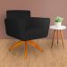 Poltrona Decorativa Isabela em Tressê Pés Madeira Giratório Suede Preto - DS Estofados