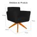 Poltrona Decorativa Isabela em Tressê Pés Madeira Giratório Suede Preto - DS Estofados