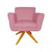 Poltrona Decorativa Isabela em Tressê Pés Madeira Giratório Suede Rosa - DS Estofados