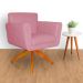 Poltrona Decorativa Isabela em Tressê Pés Madeira Giratório Suede Rosa - DS Estofados