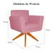 Poltrona Decorativa Isabela em Tressê Pés Madeira Giratório Suede Rosa - DS Estofados