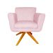 Poltrona Decorativa Isabela em Tressê Pés Madeira Giratório Suede Rosa Bebê - DS Estofados