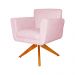 Poltrona Decorativa Isabela em Tressê Pés Madeira Giratório Suede Rosa Bebê - DS Estofados