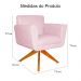 Poltrona Decorativa Isabela em Tressê Pés Madeira Giratório Suede Rosa Bebê - DS Estofados