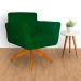 Poltrona Decorativa Isabela em Tressê Pés Madeira Giratório Suede Verde - DS Estofados