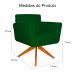Poltrona Decorativa Isabela em Tressê Pés Madeira Giratório Suede Verde - DS Estofados