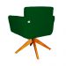 Poltrona Decorativa Isabela em Tressê Pés Madeira Giratório Suede Verde - DS Estofados