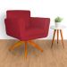 Poltrona Decorativa Isabela em Tressê Pés Madeira Giratório Suede Vermelho - DS Estofados