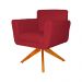 Poltrona Decorativa Isabela em Tressê Pés Madeira Giratório Suede Vermelho - DS Estofados