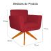 Poltrona Decorativa Isabela em Tressê Pés Madeira Giratório Suede Vermelho - DS Estofados
