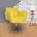 Poltrona Decorativa Isabela em Tressê Pés Metal Giratório Suede Amarelo - DS Estofados