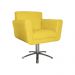 Poltrona Decorativa Isabela em Tressê Pés Metal Giratório Suede Amarelo - DS Estofados