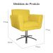 Poltrona Decorativa Isabela em Tressê Pés Metal Giratório Suede Amarelo - DS Estofados