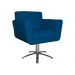 Poltrona Decorativa Isabela em Tressê Pés Metal Giratório Suede Azul Royal - DS Estofados