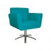Poltrona Decorativa Isabela em Tressê Pés Metal Giratório Suede Azul Turquesa - DS Estofados