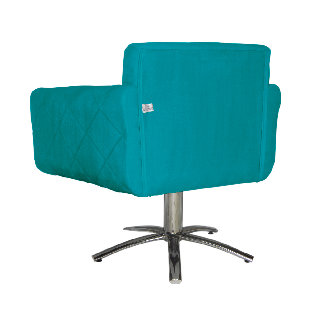 Poltrona Decorativa Isabela em Tressê Pés Metal Giratório Suede Azul Turquesa - DS Estofados