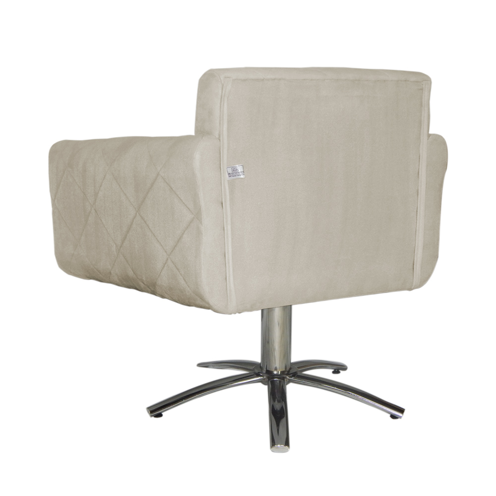Poltrona Decorativa Isabela em Tressê Pés Metal Giratório Suede Bege - DS Estofados
