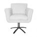 Poltrona Decorativa Isabela em Tressê Pés Metal Giratório Suede Branco - DS Estofados