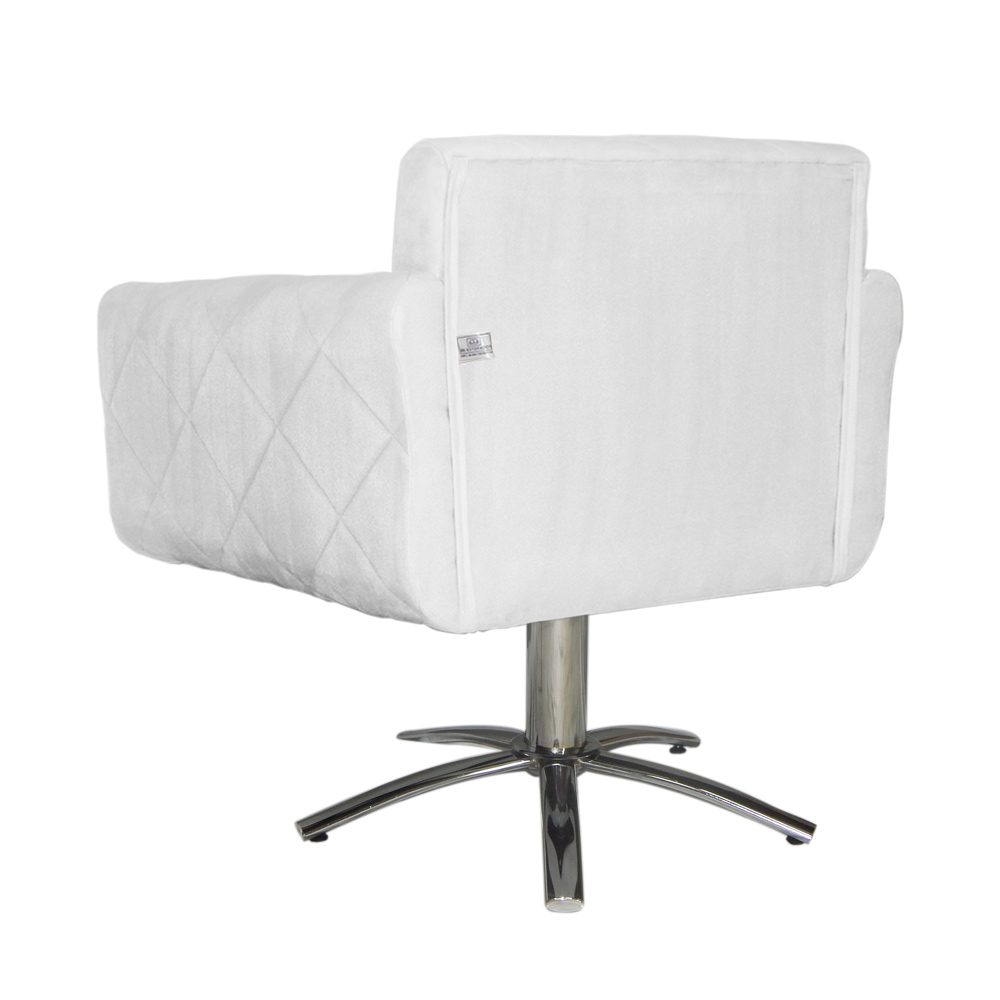 Poltrona Decorativa Isabela em Tressê Pés Metal Giratório Suede Branco - DS Estofados
