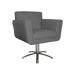 Poltrona Decorativa Isabela em Tressê Pés Metal Giratório Suede Cinza - DS Estofados