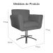 Poltrona Decorativa Isabela em Tressê Pés Metal Giratório Suede Cinza - DS Estofados