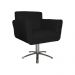 Poltrona Decorativa Isabela em Tressê Pés Metal Giratório Suede Preto - DS Estofados