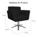 Poltrona Decorativa Isabela em Tressê Pés Metal Giratório Suede Preto - DS Estofados