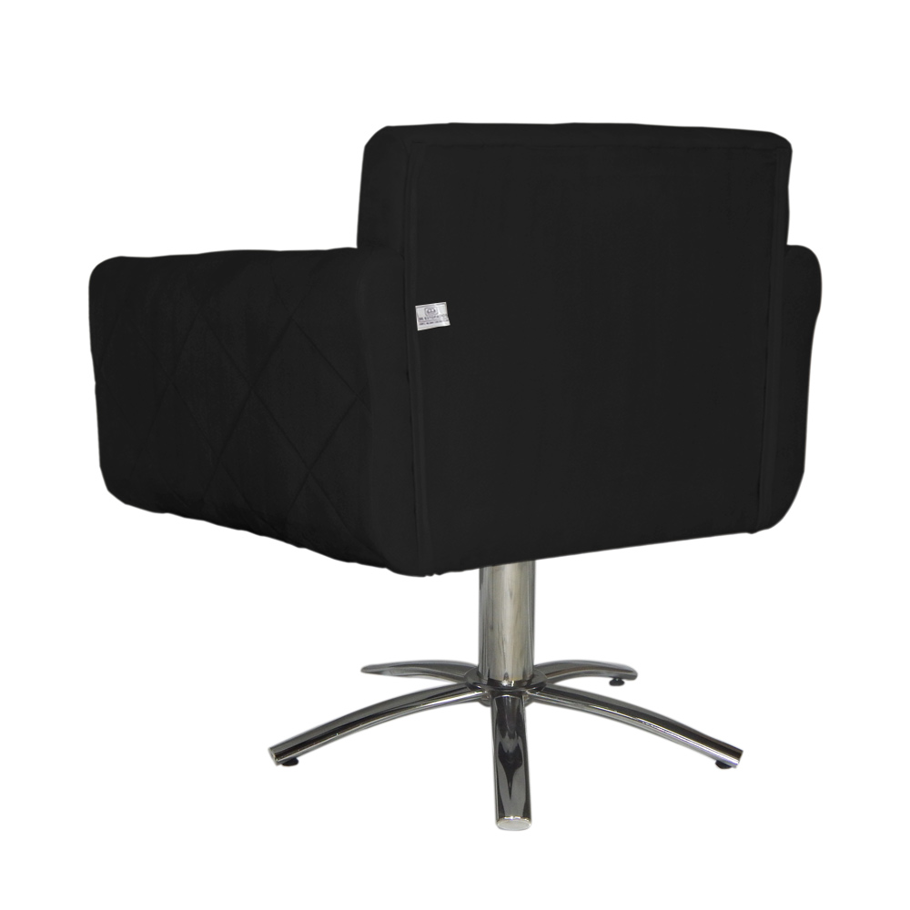 Poltrona Decorativa Isabela em Tressê Pés Metal Giratório Suede Preto - DS Estofados