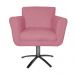 Poltrona Decorativa Isabela em Tressê Pés Metal Giratório Suede Rosa - DS Estofados