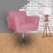 Poltrona Decorativa Isabela em Tressê Pés Metal Giratório Suede Rosa - DS Estofados