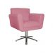 Poltrona Decorativa Isabela em Tressê Pés Metal Giratório Suede Rosa - DS Estofados