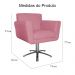 Poltrona Decorativa Isabela em Tressê Pés Metal Giratório Suede Rosa - DS Estofados