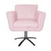 Poltrona Decorativa Isabela em Tressê Pés Metal Giratório Suede Rosa Bebê - DS Estofados