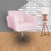Poltrona Decorativa Isabela em Tressê Pés Metal Giratório Suede Rosa Bebê - DS Estofados