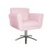 Poltrona Decorativa Isabela em Tressê Pés Metal Giratório Suede Rosa Bebê - DS Estofados