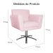 Poltrona Decorativa Isabela em Tressê Pés Metal Giratório Suede Rosa Bebê - DS Estofados